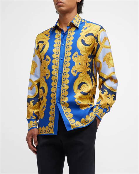 versace baroque shirt men|silk Versace shirt.